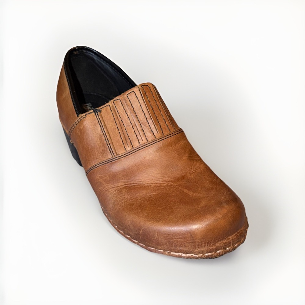 Bjorndal Women's Brenda Brown Leather Clogs Size 10‎ Slip-On